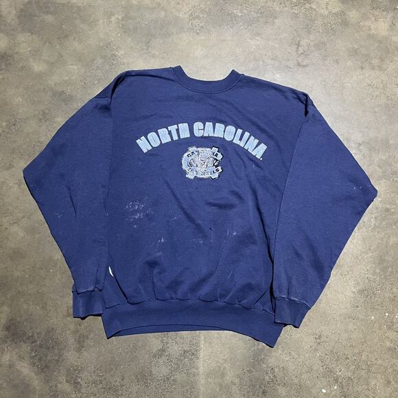 Vintage 90s University of North Carolina UNC Navy Sweatshirt - Picture 1 of 4